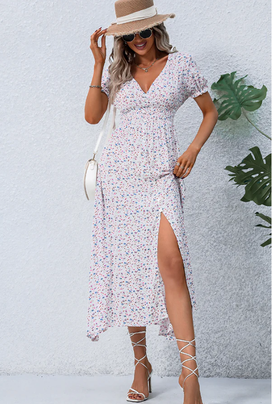 Floral Breeze Slit Maxi Dress
